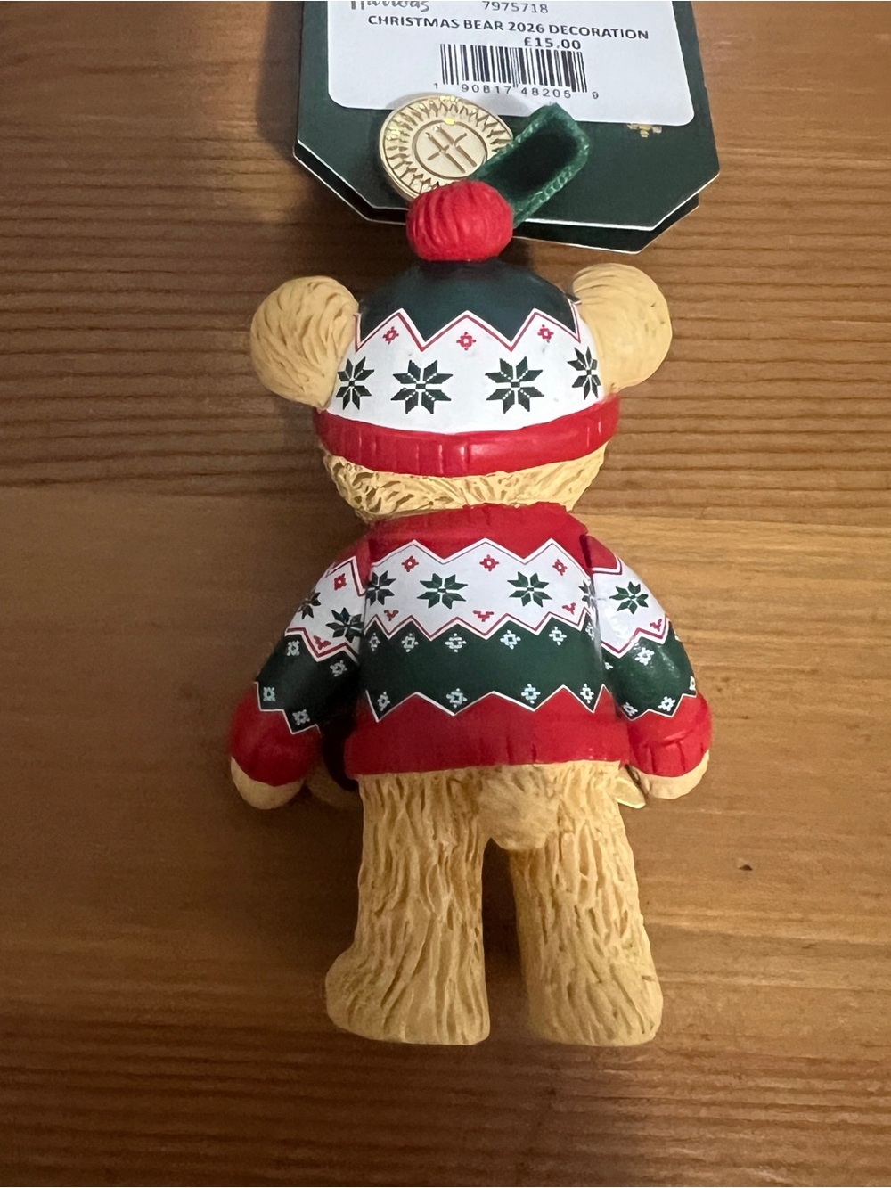 Harrods 2026 Christmas Bear Decoration in Red, Green & Gold Holiday Charm - Picture 5 of 6